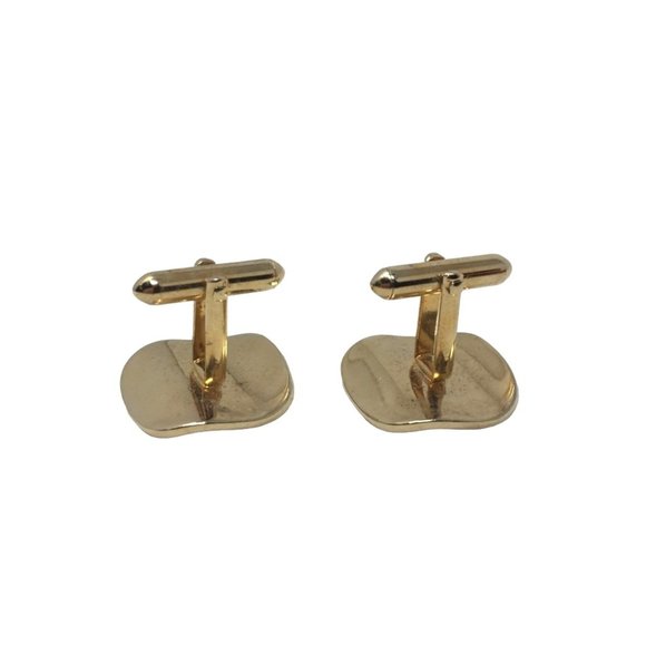 Wave Style Cufflinks - Gold Tone with pattern on face - Men's Jewelry - Picture 2 of 5